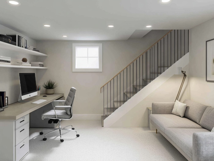 Basement Office Window Decorating Ideas - Home Renovation Ideas For Basement Home Offices With Windows