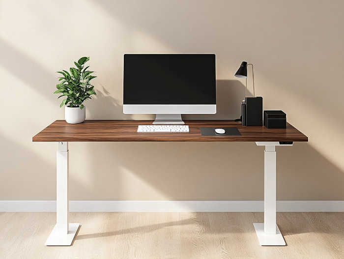 Beige wall with desk